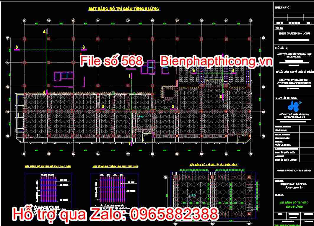 Bản vẽ mặt bằng bố trí giáo tầng 5 lửng