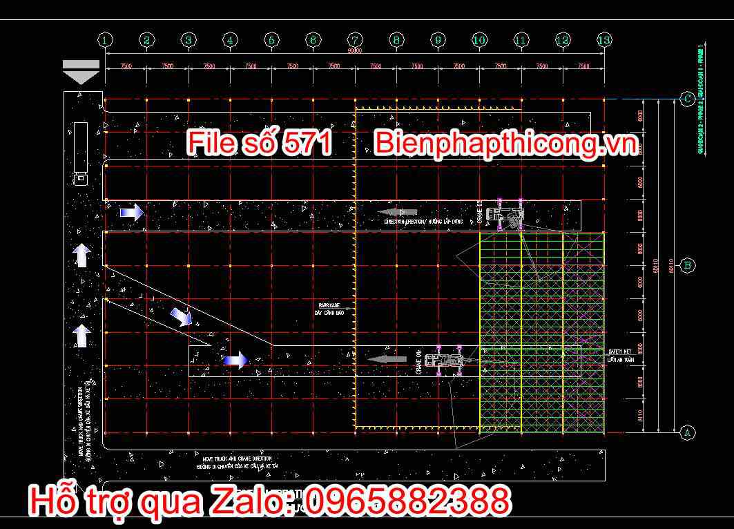 Bản vẽ mặt bằng hướng lắp dựng kết cấu 1