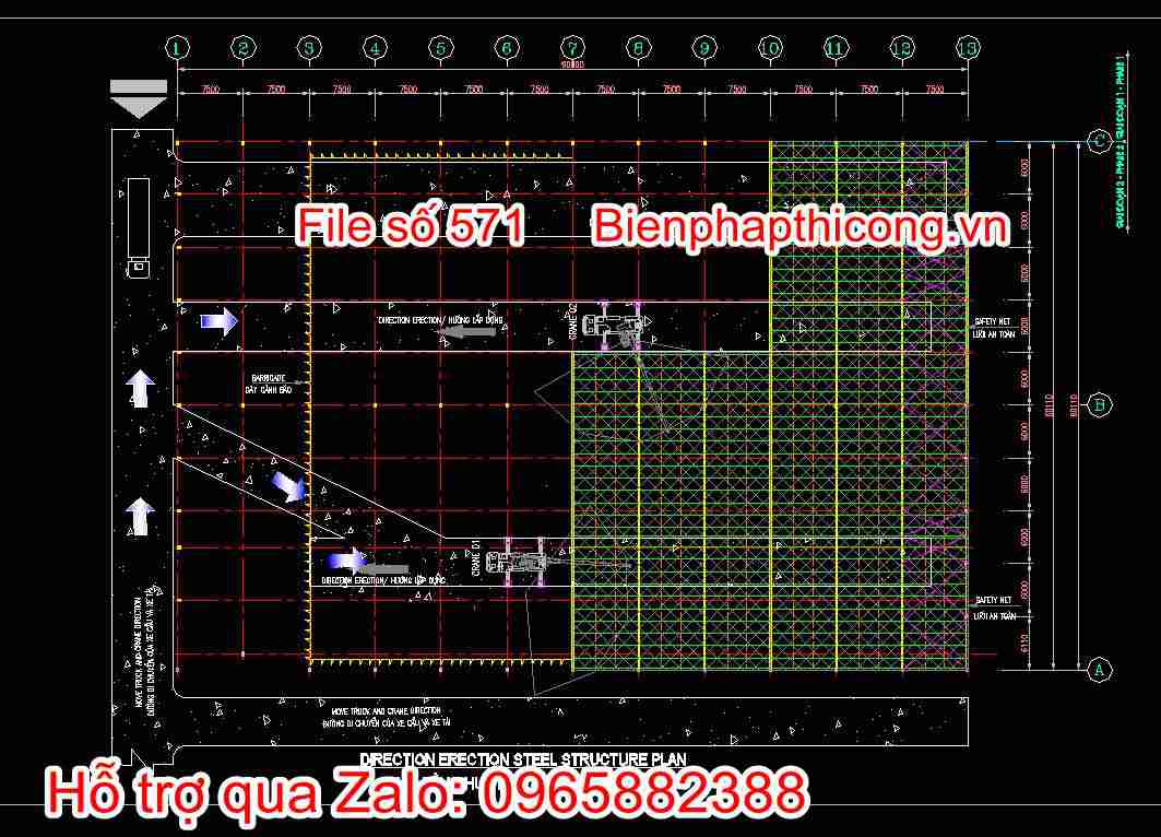 Bản vẽ mặt bằng hướng lắp dựng kết cấu 3