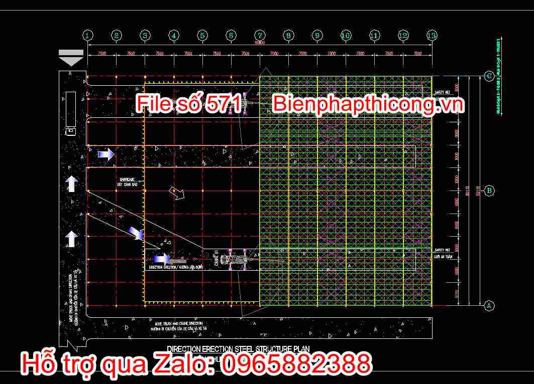 Bản vẽ mặt bằng hướng lắp dựng kết cấu 4