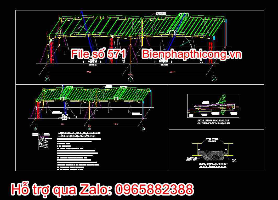 Bản vẽ trình tự thi công kết cấu thép