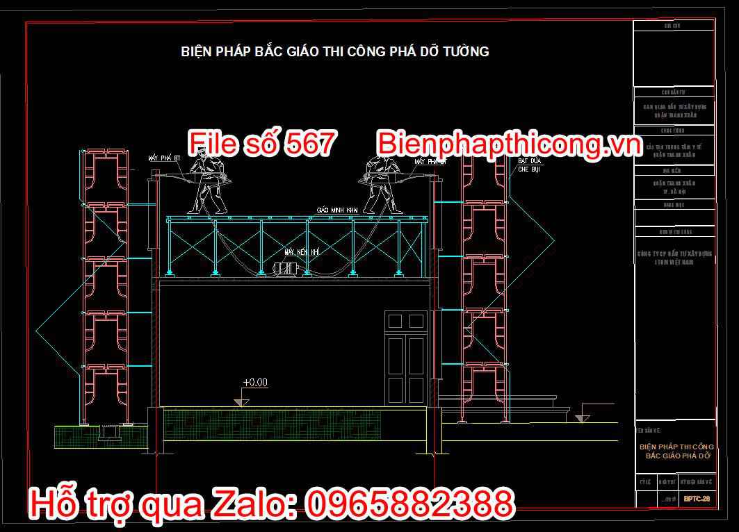 Bản vẽ biện pháp bắc giáo thi công phá dỡ tường
