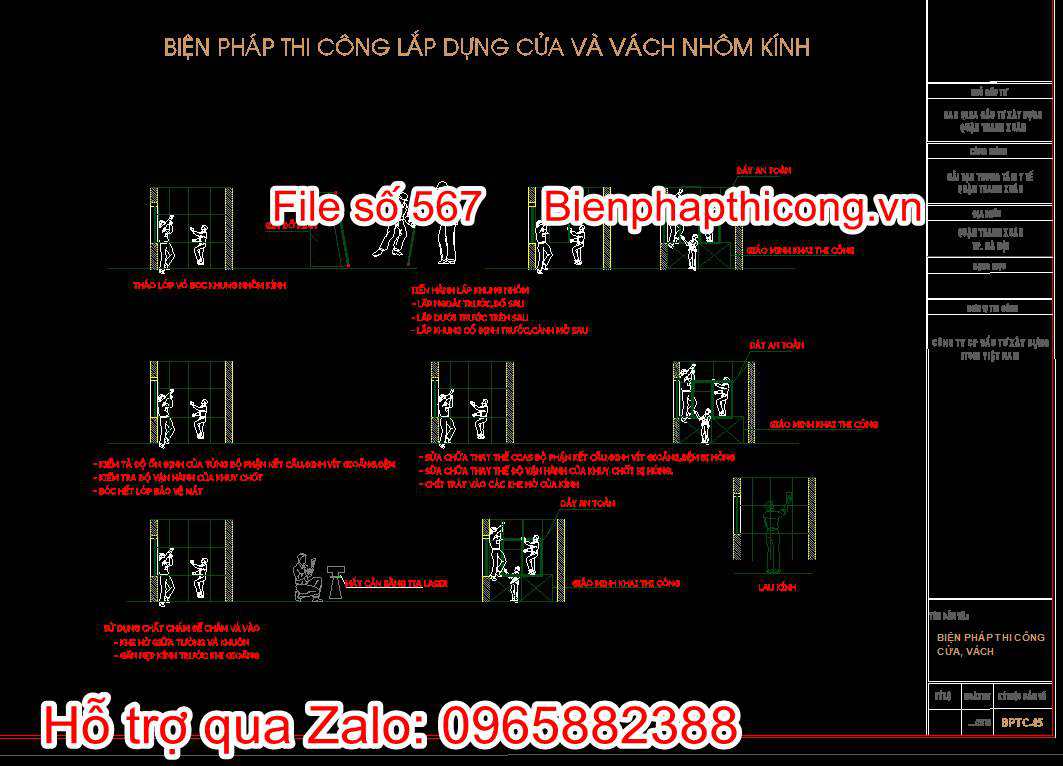 Bản vẽ biện pháp thi công cửa, vách