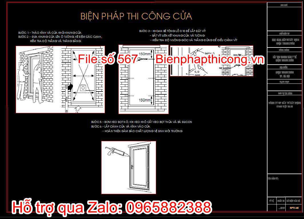 Bản vẽ biện pháp thi công cửa