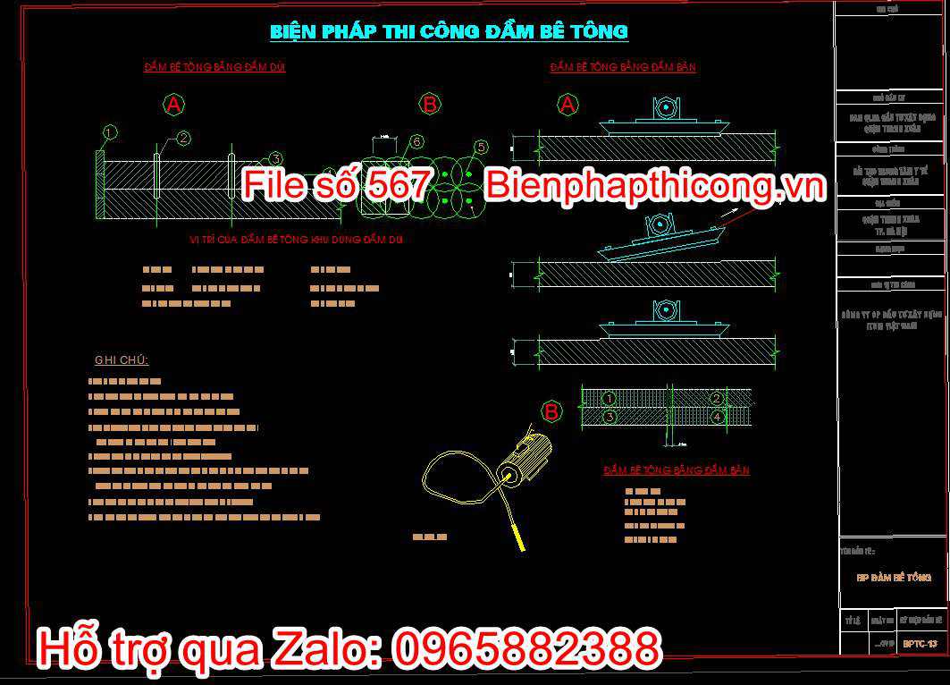 Bản vẽ biện pháp thi công đầm bê tông