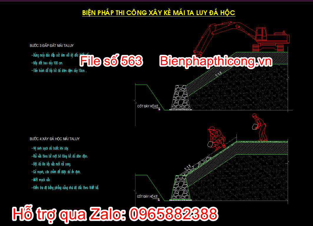 Biện pháp thi công xây kè mái ta luy đá hộc