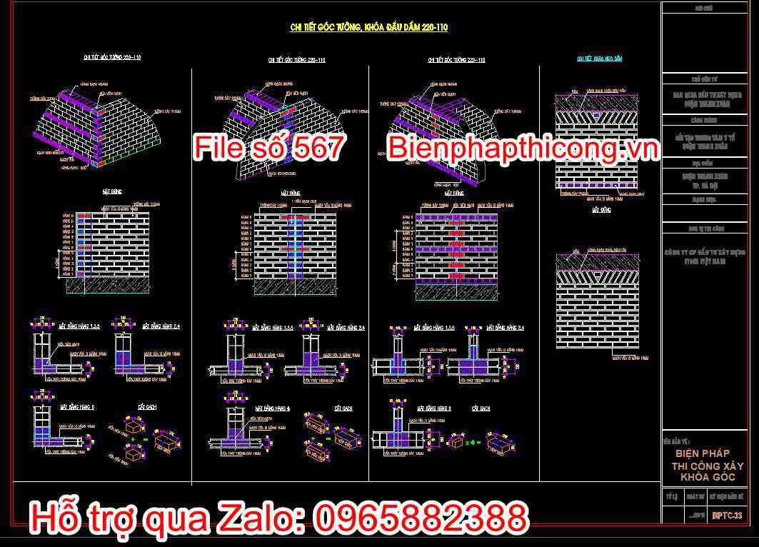 Bản vẽ biện pháp thi công xây khóa góc