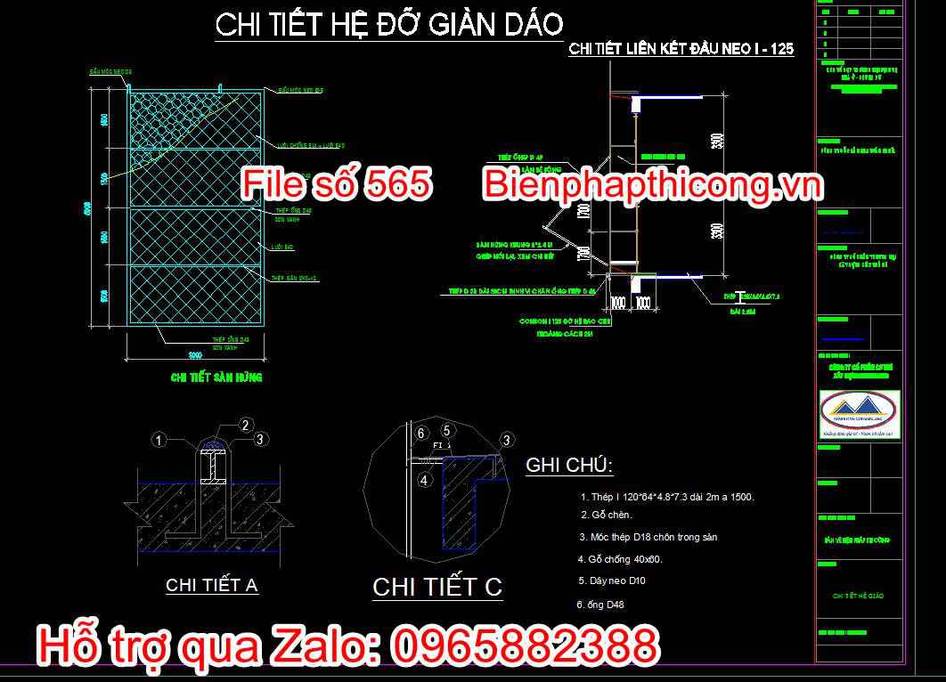 Chi tiết hệ đỡ giàn giáo