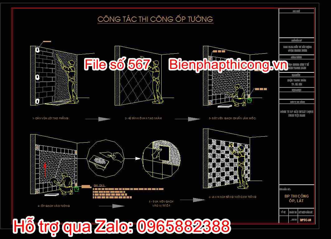 Bản vẽ công tác thi công ốp tường