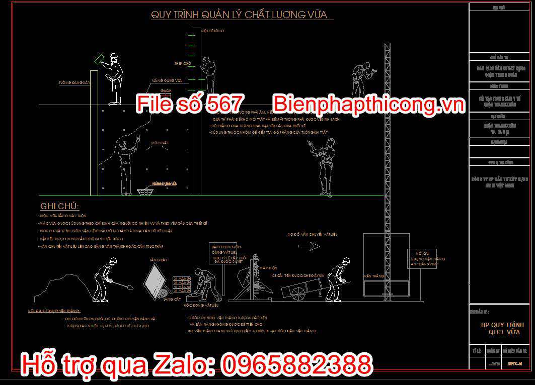 Bản vẽ quy trình quản lý chất lượng vữa
