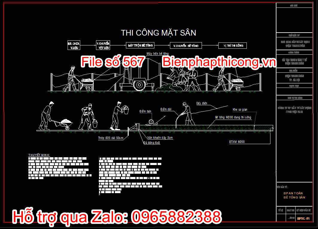 Bản vẽ thi công mặt sân