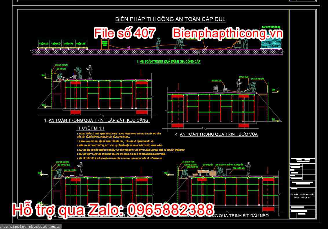 Bản vẽ biện pháp an toàn cáp dự ứng lực căng sau