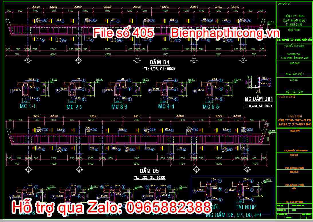 Bản vẽ chi tiết dầm mái trụ sở làm việc nhà 2 tầng.