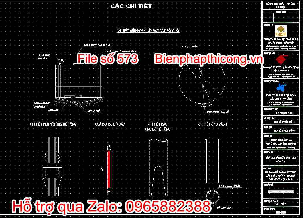 Bản vẽ chi tiết mũi khoan lấy đất cát sỏi cuội