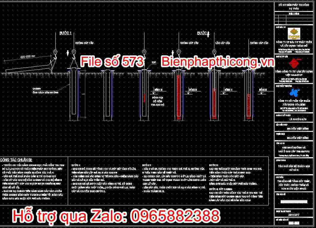 Bản vẽ công tác kiểm tra trước khi tiến hành khoan cọc