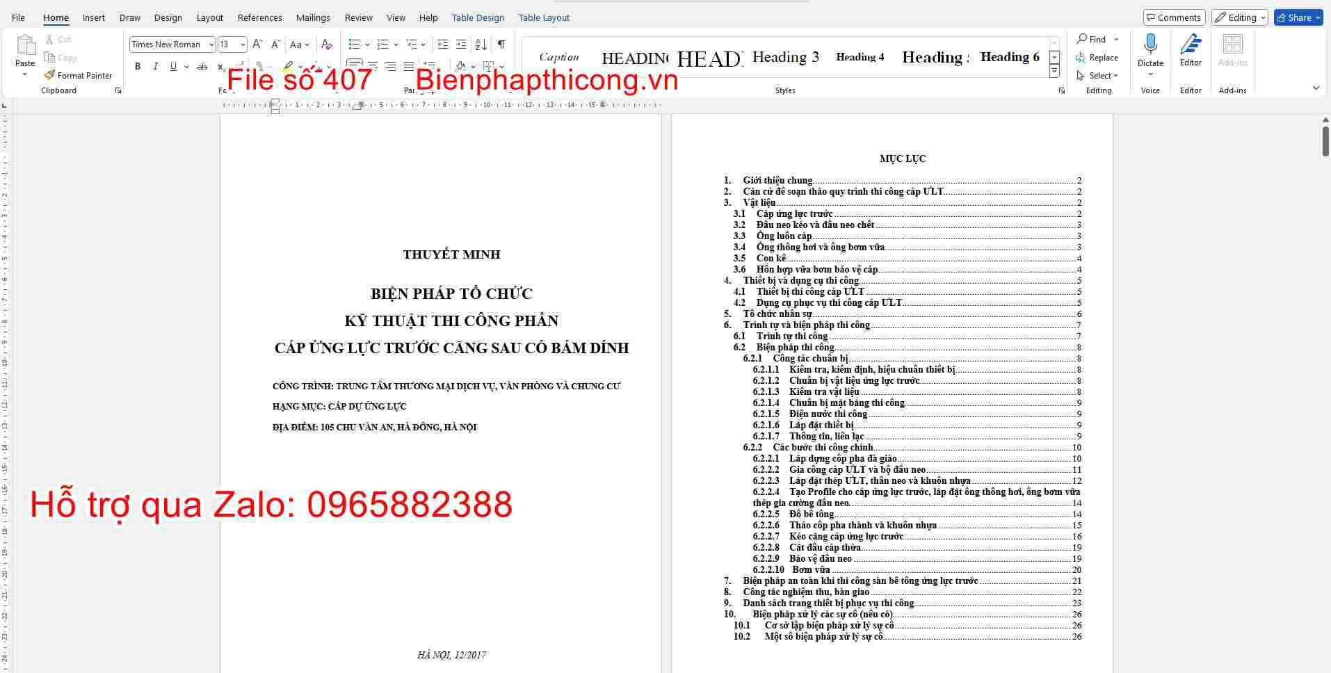 Thuyết minh biện pháp thi công cáp dự ứng lực trước căng sau.