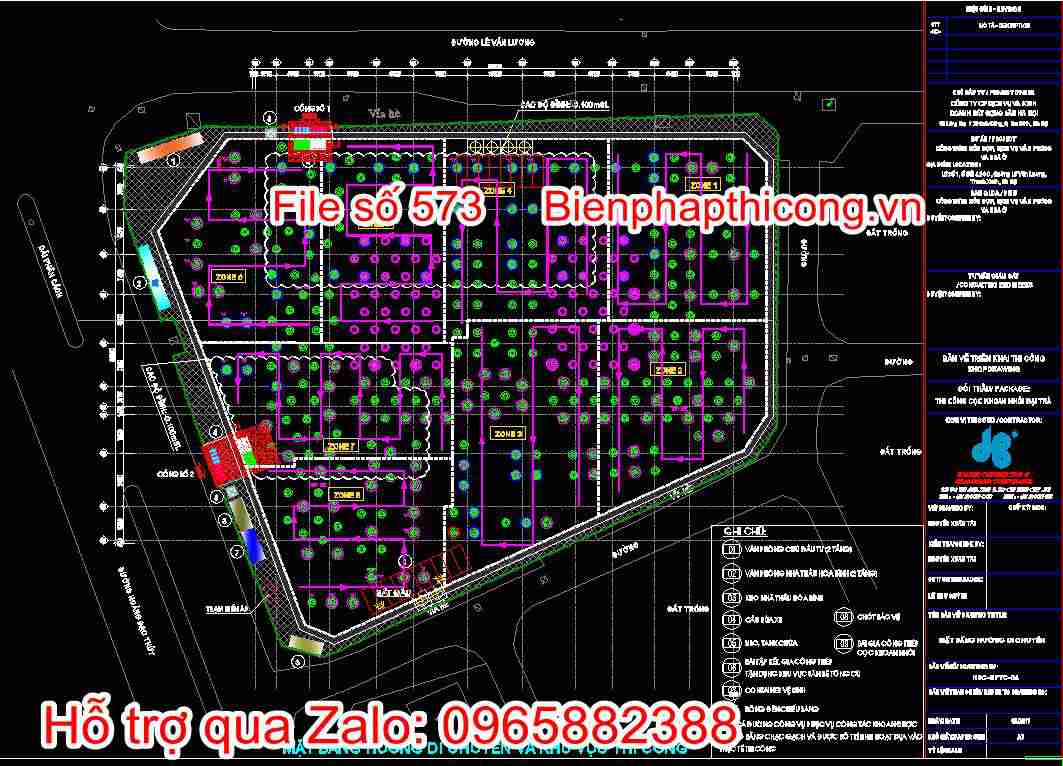 Bản vẽ mặt bằng hướng di chuyển và khu vực thi công