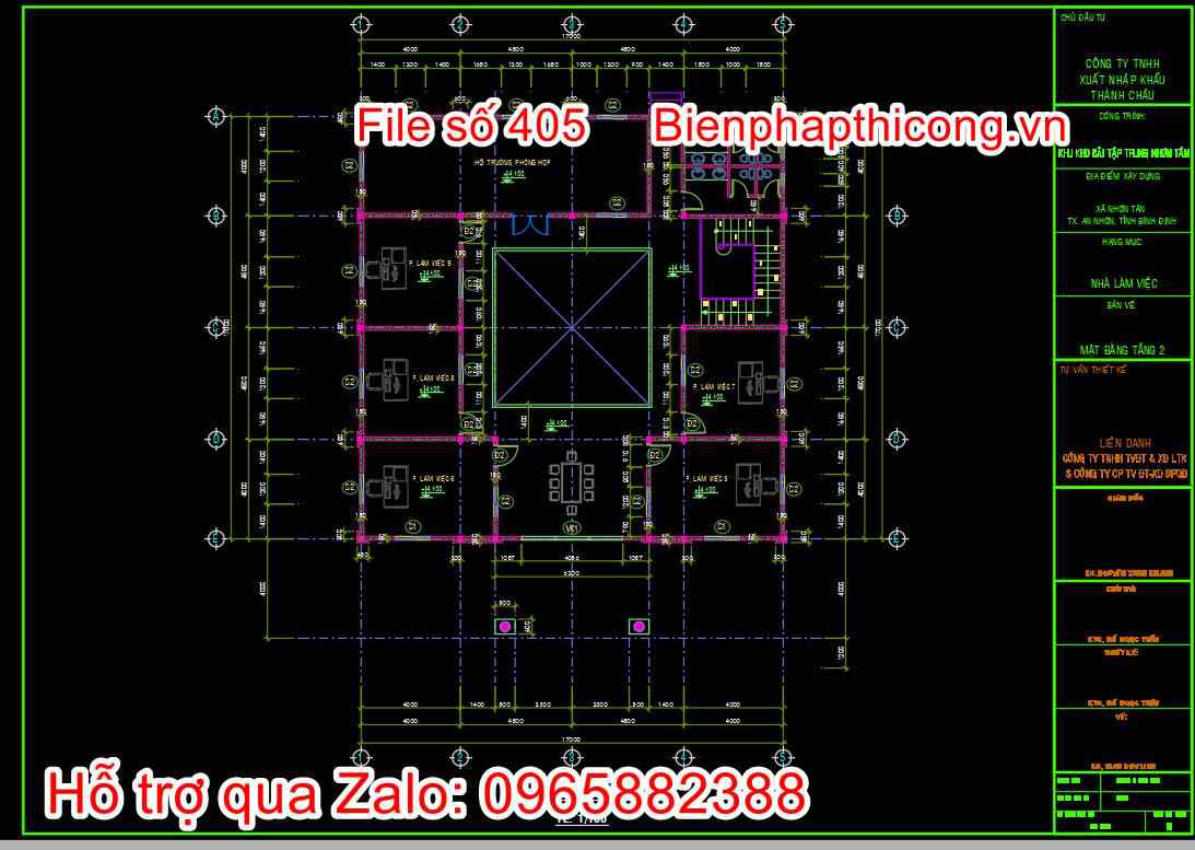 Bản vẽ mặt bằng tầng 2 trụ sở làm việc 2 tầng.
