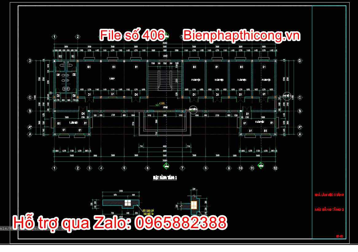 Bản vẽ mặt bằng tầng 2 trụ sở ủy ban xã 3 tầng cad.