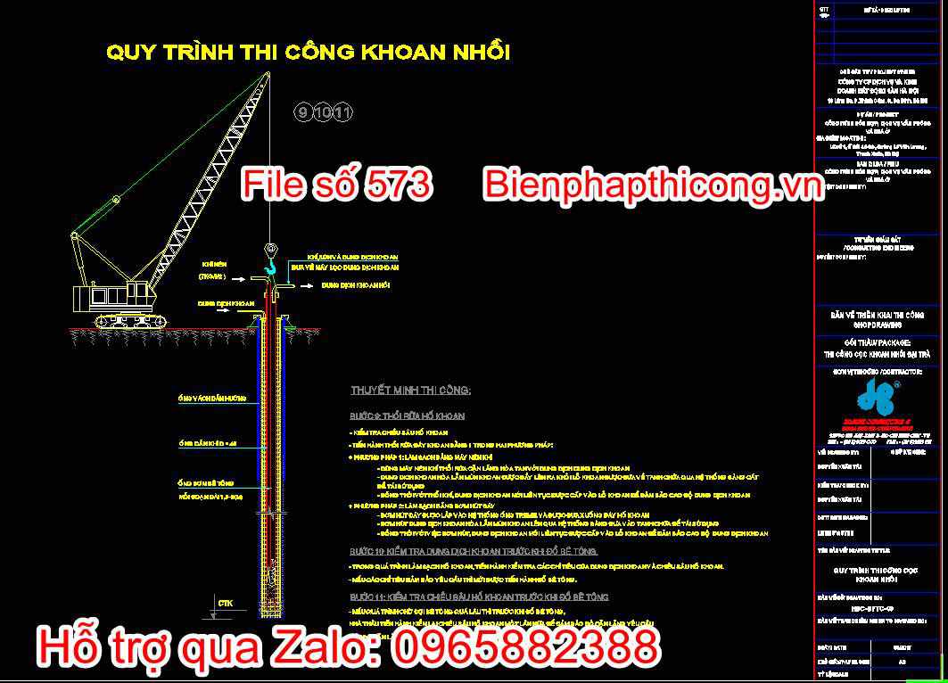 Bản vẽ quy trình biện pháp thi công khoan nhồi
