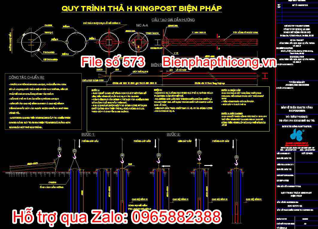Bản vẽ quy trình thả H Kingpost biện pháp