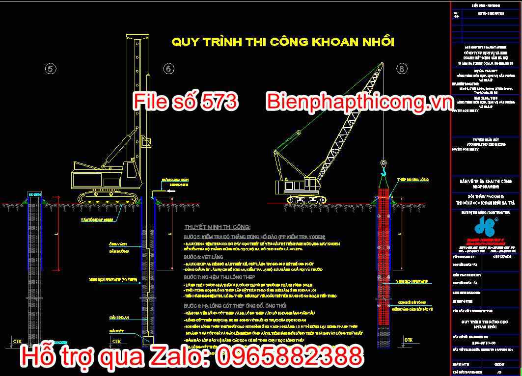 Bản vẽ quy trình thi công cọc khoan nhồi