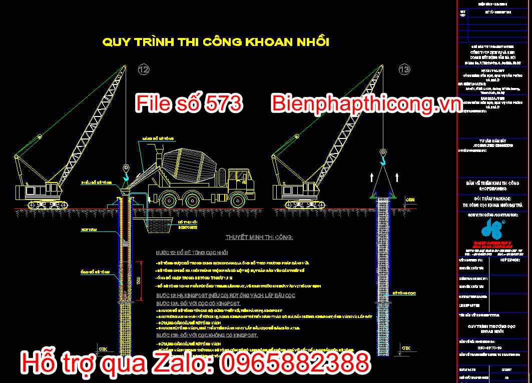 Bản vẽ quy trình thi công cọc nhồi