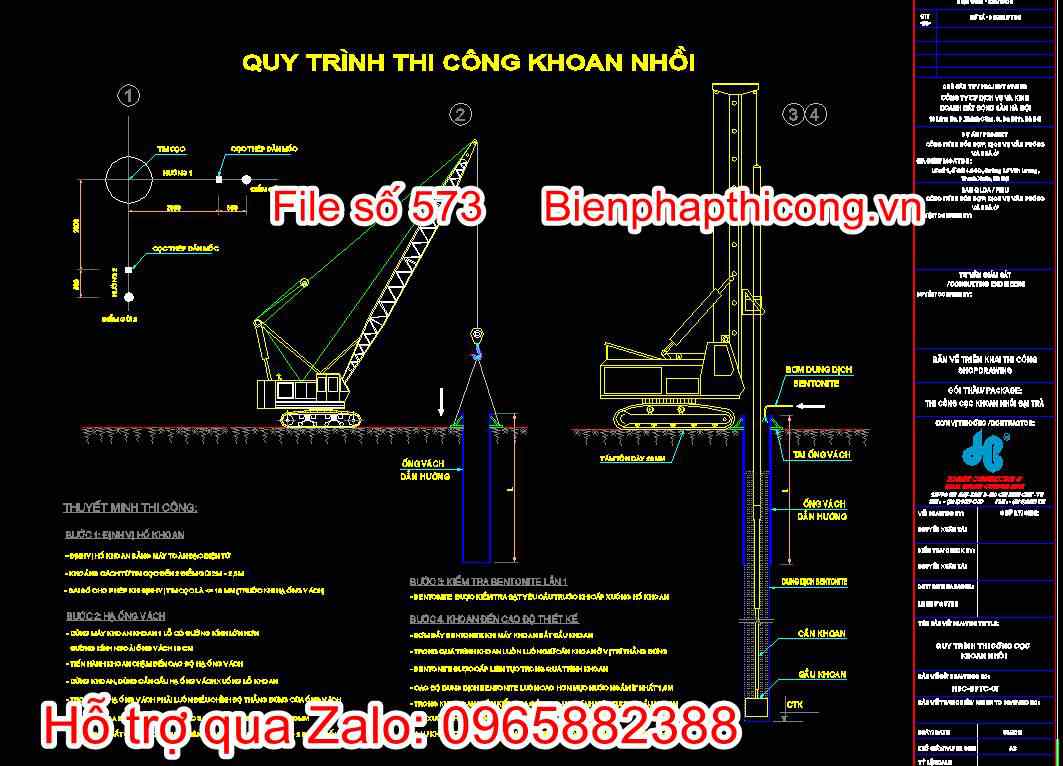 Bản vẽ quy trình thi công khoan nhồi