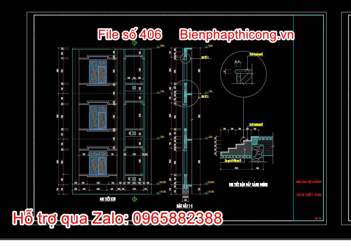 Bản vẽ thiết kế chi tiết trụ sở ủy ban xã 3 tầng.