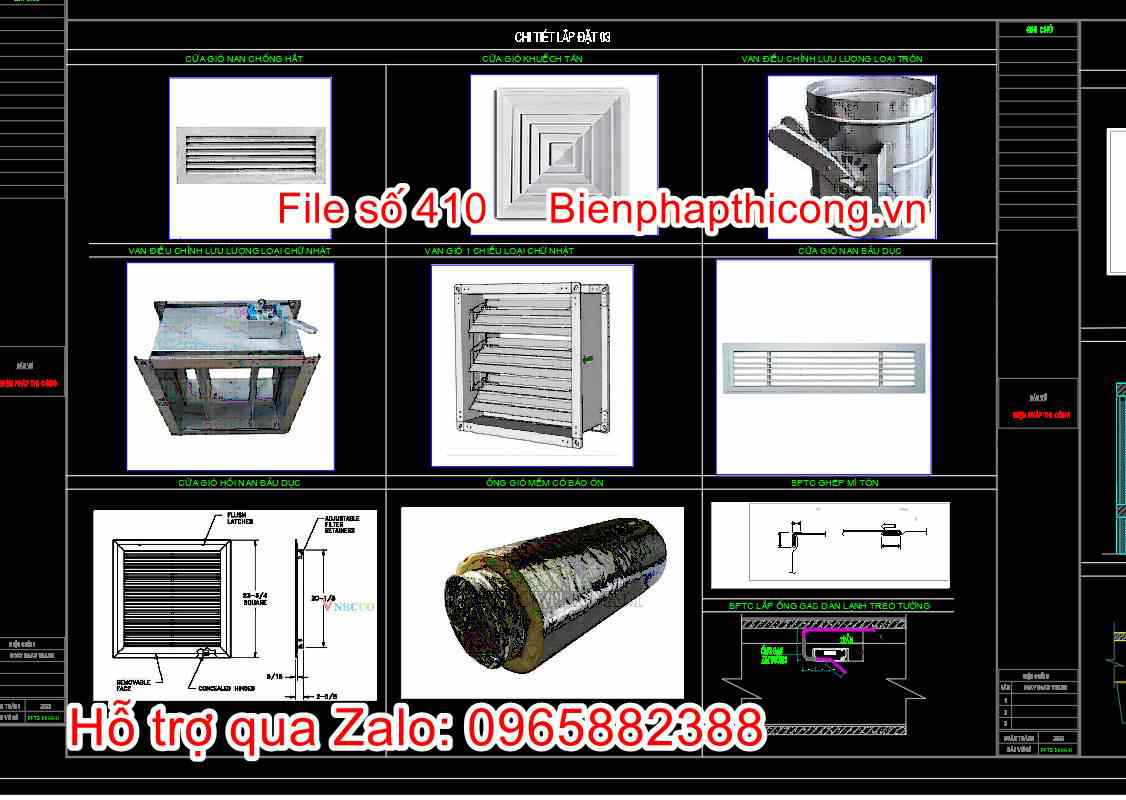 Bản vẽ biện pháp lắp đặt điều hòa.