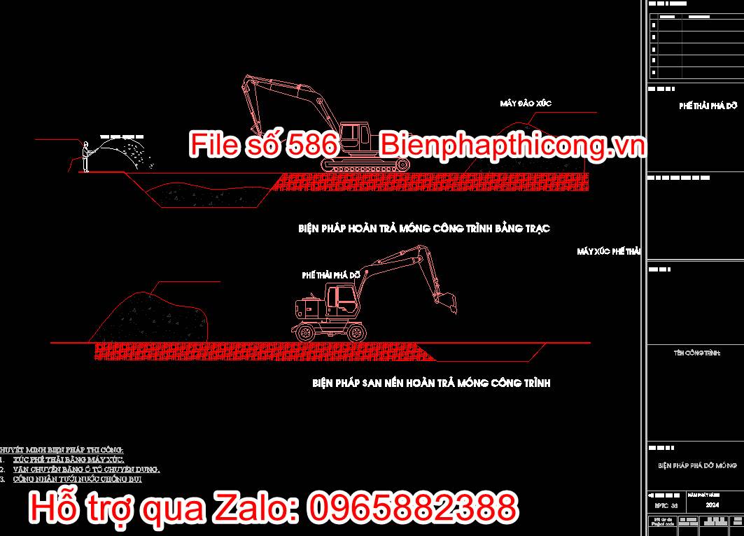 Bản vẽ biện pháp phá dỡ móng