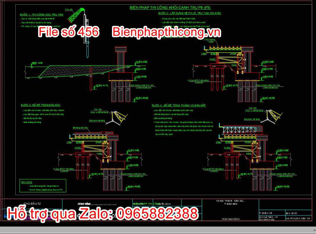 Bản vẽ biện pháp thi công cầu khối cạnh trụ