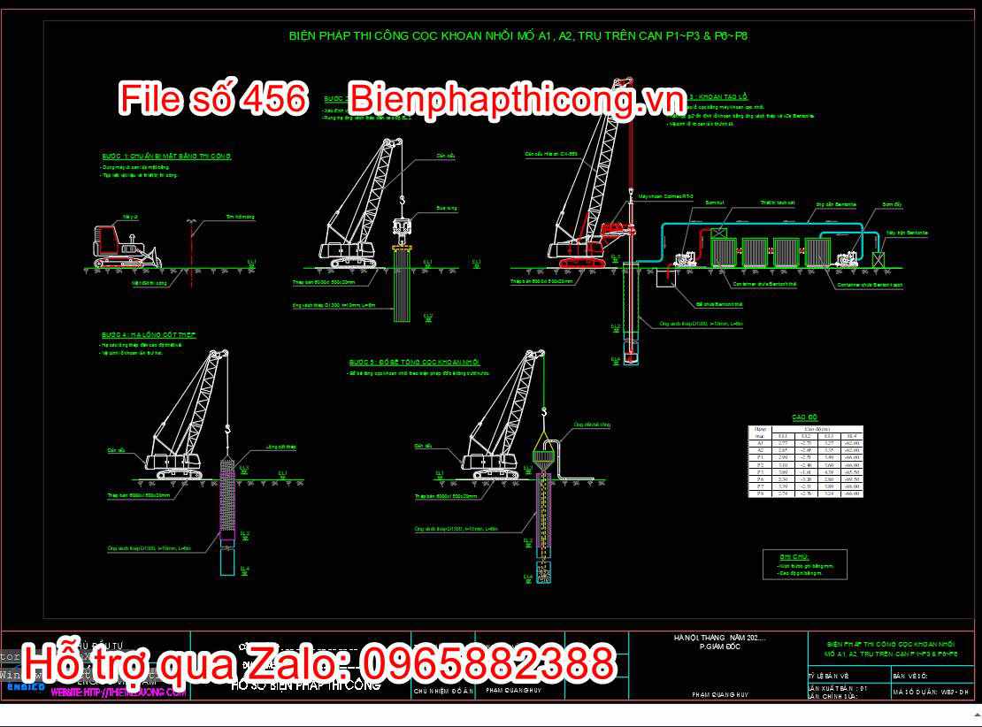 Bản vẽ biện pháp thi công cọc khoan nhồi mố a1 a2