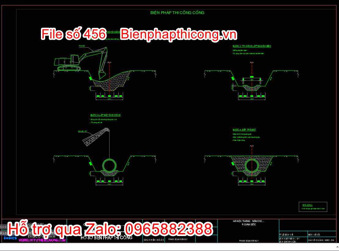 Bản vẽ biện pháp thi công cống.