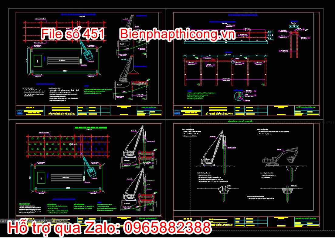 Bản vẽ biện pháp thi công đóng cọc từ xà lan
