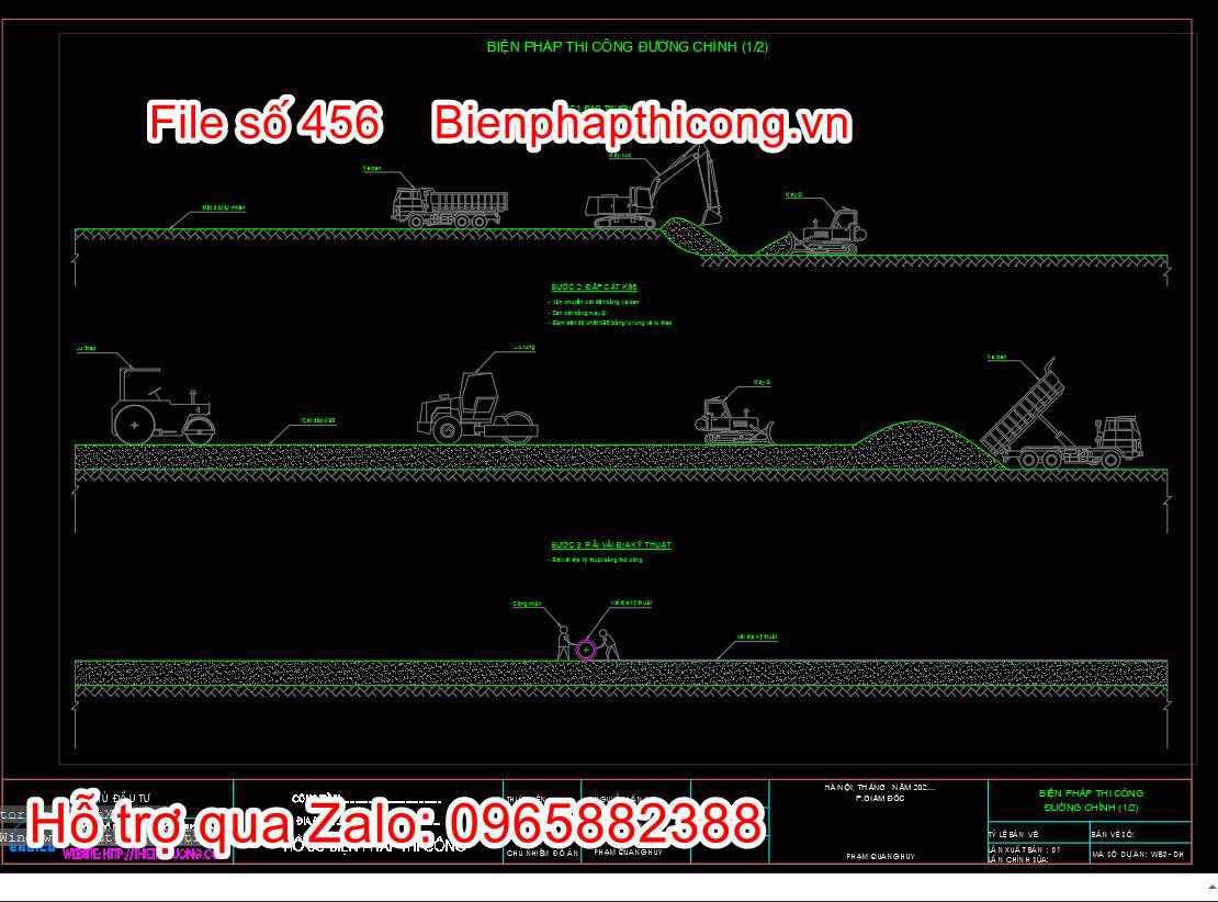 Bản vẽ biện pháp thi công đường chính.