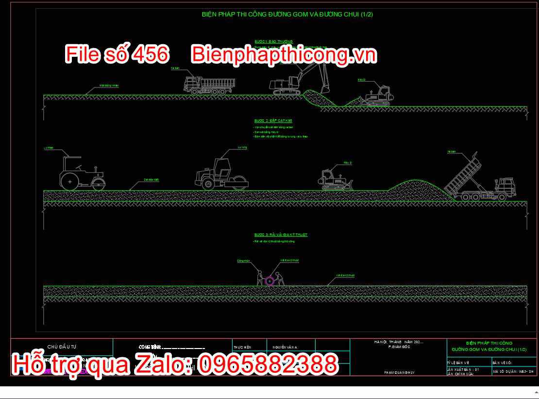 Bản vẽ biện pháp thi công đường gom và đường chui
