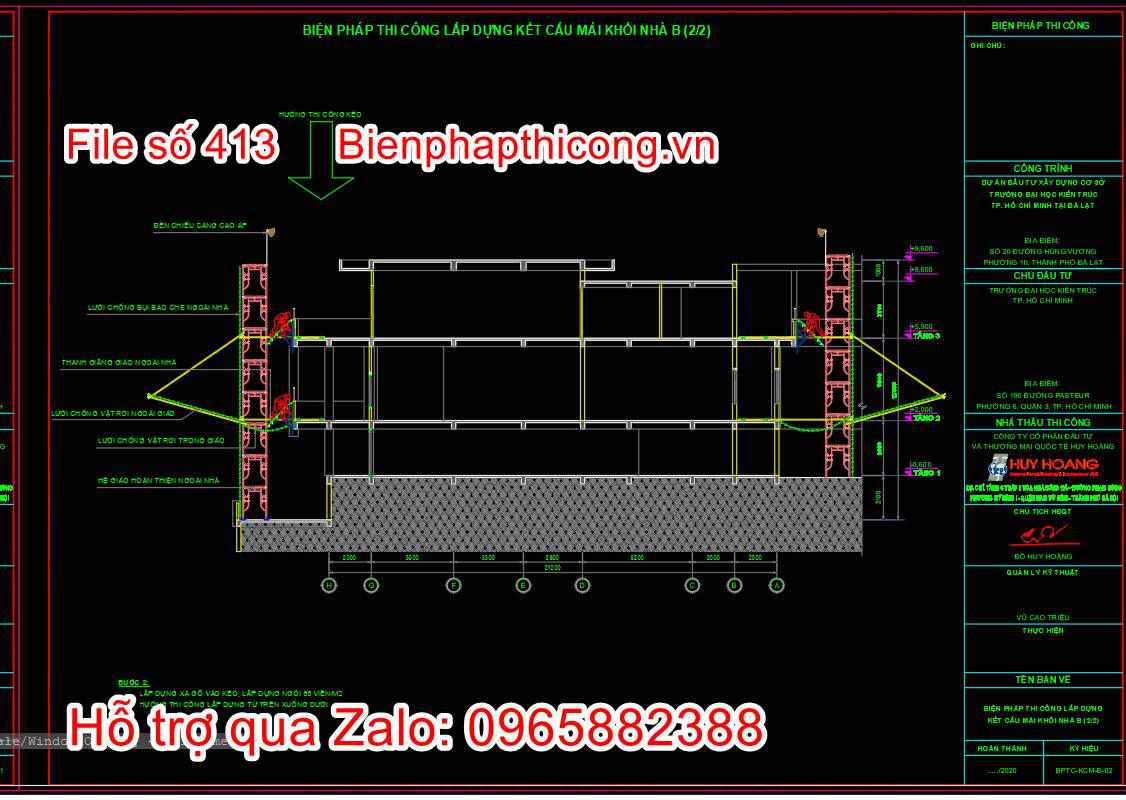 Bản vẽ biện pháp thi công kèo thép mái.