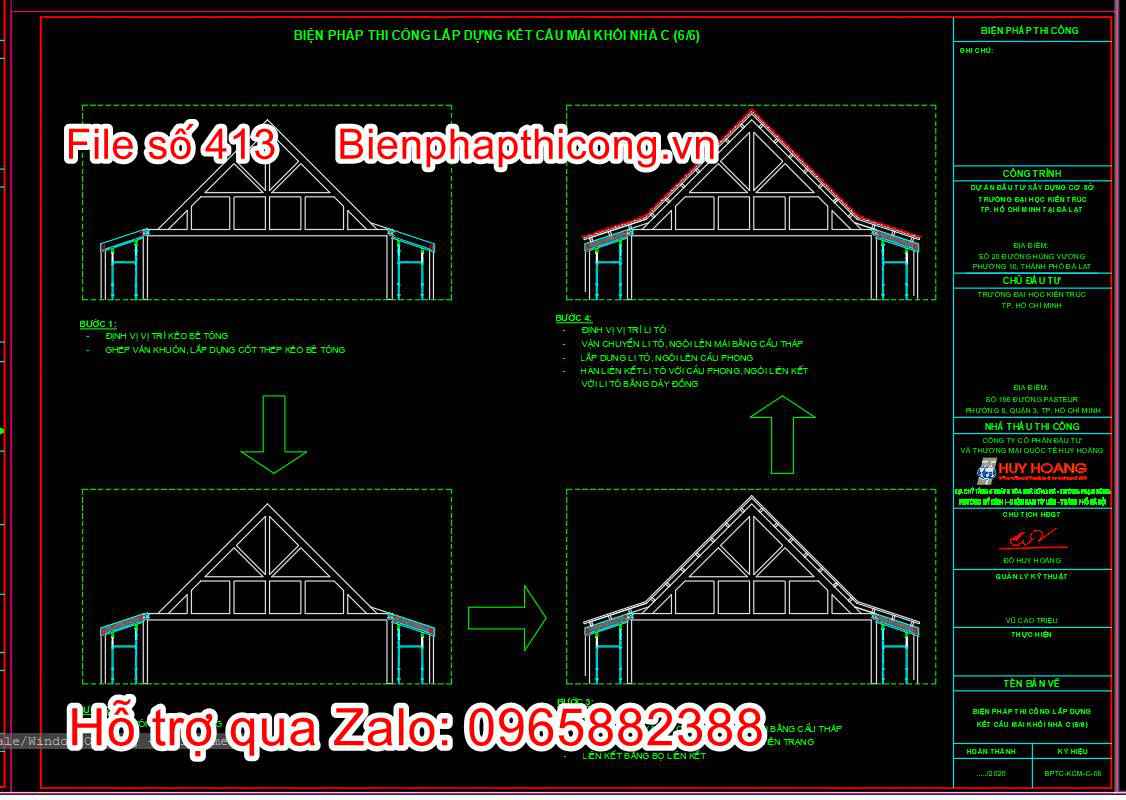 Bản vẽ biện pháp thi công lắp dựng kết cấu thép cad