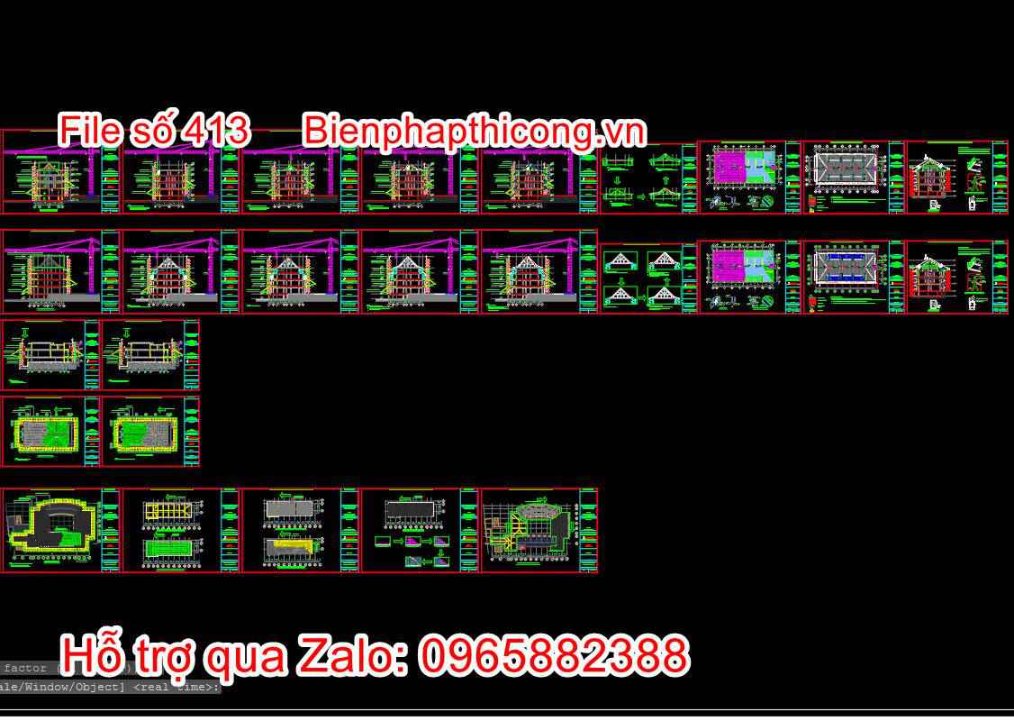 Bản vẽ biện pháp thi công lợp mái ngói autocad
