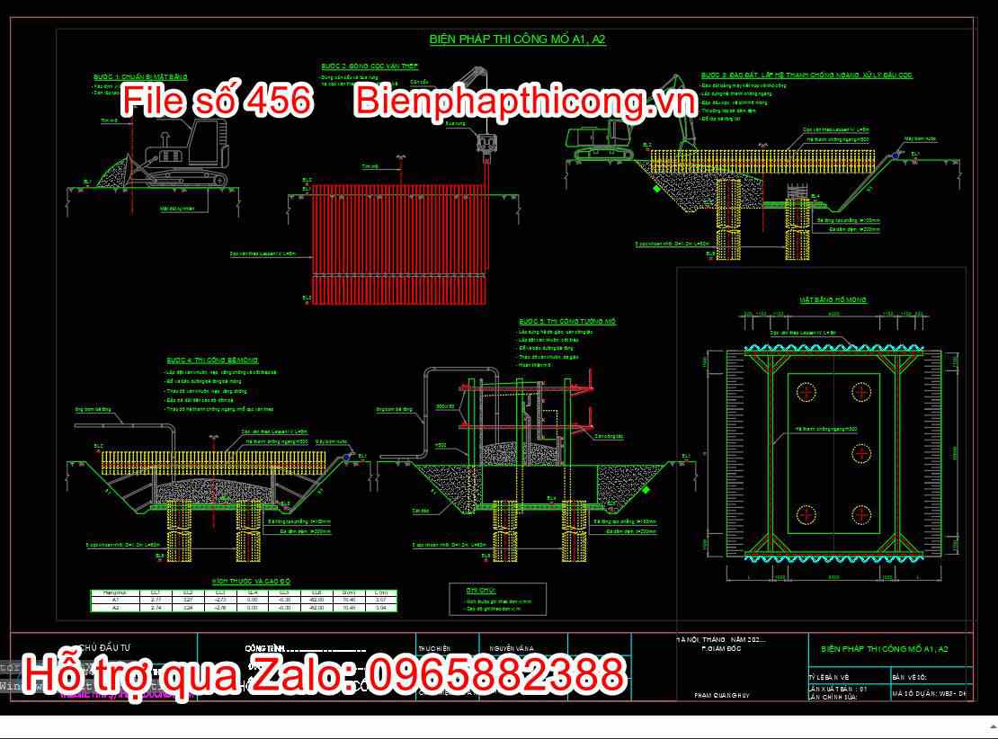 Bản vẽ biện pháp thi công mố a1 a2