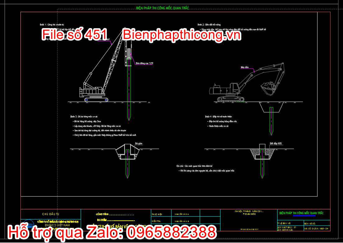 Bản vẽ biện pháp thi công mốc quan trắc