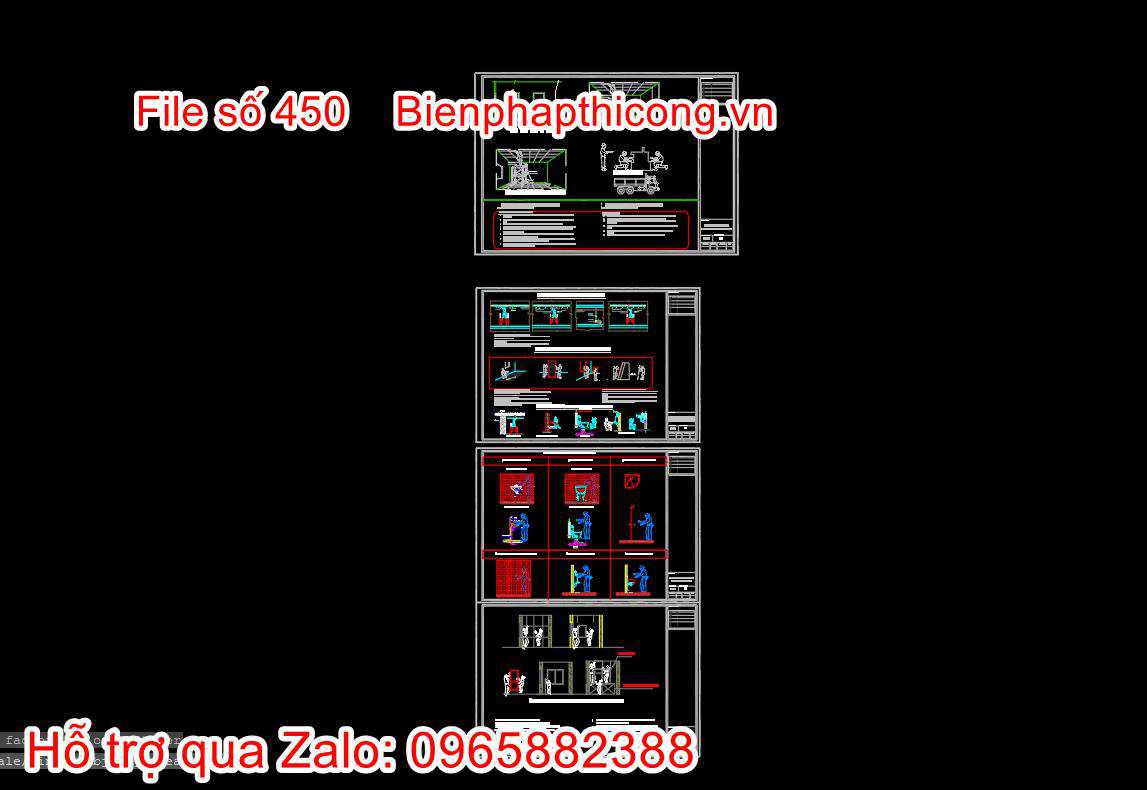 Bản vẽ biện pháp thi công tháo dỡ thiết bị trong nhà cad.