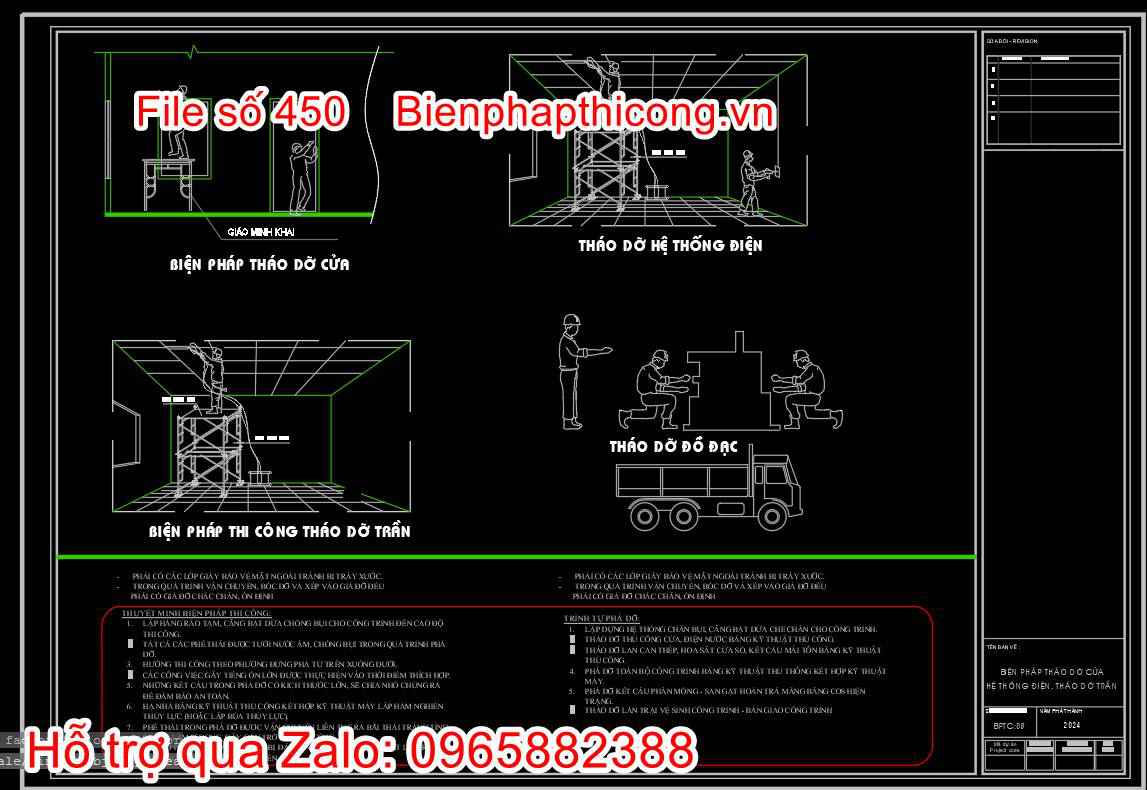 Bản vẽ biện pháp thi công tháo dỡ trần, tháo dỡ hệ thống điện.