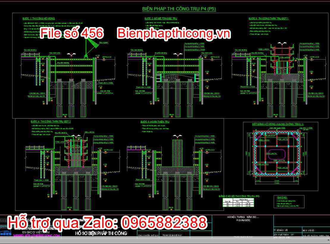 Bản vẽ biện pháp thi công trụ cầu p4