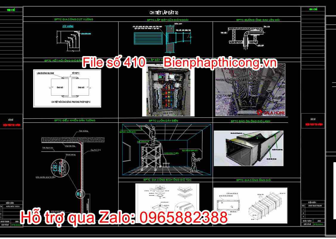 Bản vẽ chi tiết lắp đặt điều hòa.