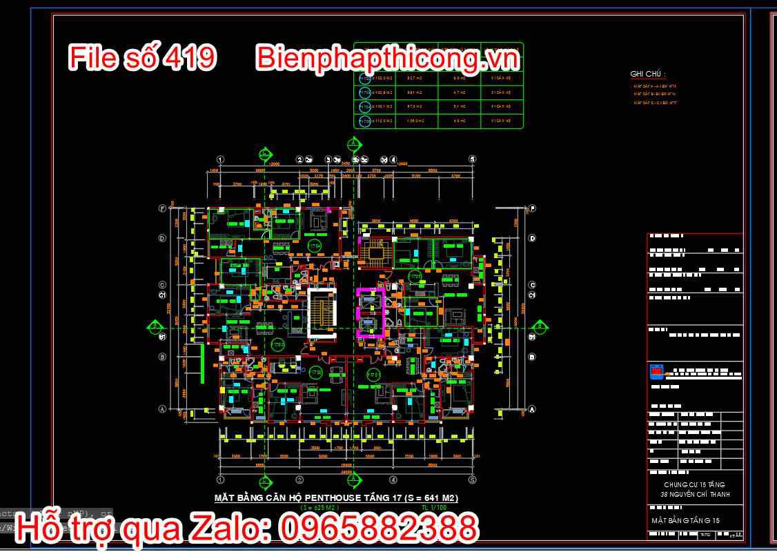 Bản vẽ thiết kế nhà chung cư 18 tầng autocad hay. 14 Bản vẽ mặt bằng căn hộ penthouse cad