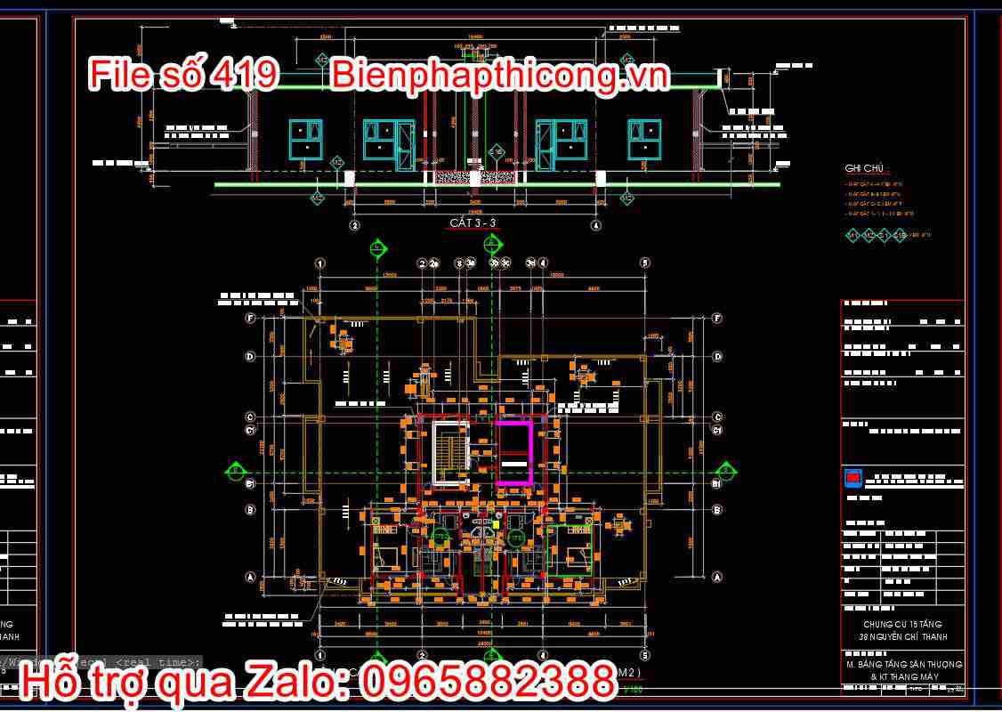 Bản vẽ thiết kế nhà chung cư 18 tầng autocad hay. 15 Bản vẽ mặt bằng căn hộ tầng thượng thang máy.