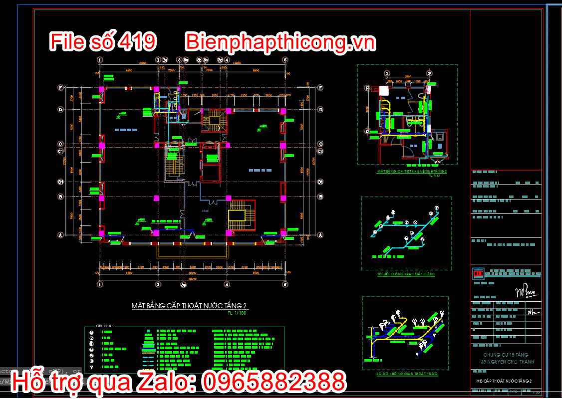 Bản vẽ thiết kế nhà chung cư 18 tầng autocad hay. 31 Bản vẽ mặt bằng cấp thoát nước nhà chung cư.