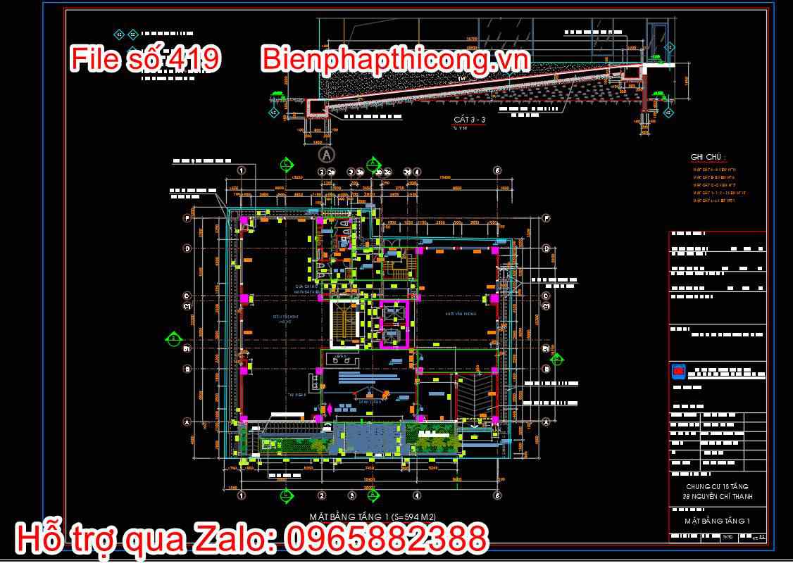 Bản vẽ thiết kế nhà chung cư 18 tầng autocad hay. 17 Bản vẽ mặt bằng tầng 1 nhà chung cư 18 tầng cad.